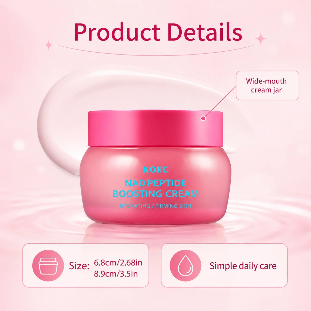 NAD Peptide Boosting Cream, Face Cream to Improve Uneven Skin Tone & Suitable for All Skin Types, With NAD & Ceramide, Revitalizing & Plumping for a Clear & Glowing Complexion