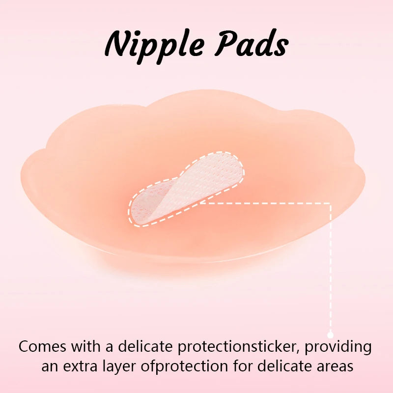 10/12 Pieces Reusable Invisible Silicone Adhesive Nipple Cover Pasties Pad For Women Sexy Lift Up Strapless Breast Petals Patch
