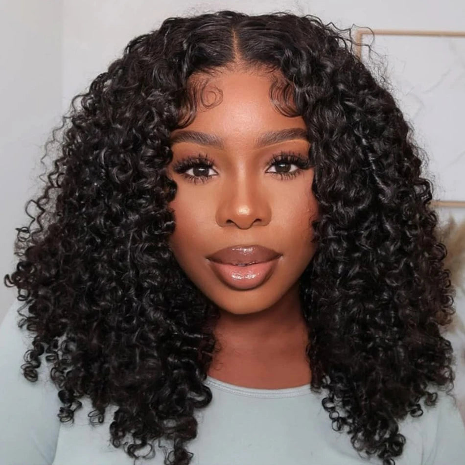 Kinky Curly Bob HD 13X6 Lace Frontal 250 High Density Full Virgin Human Raw Hair Wig Glueless Water Curly For Women Wet And Wavy