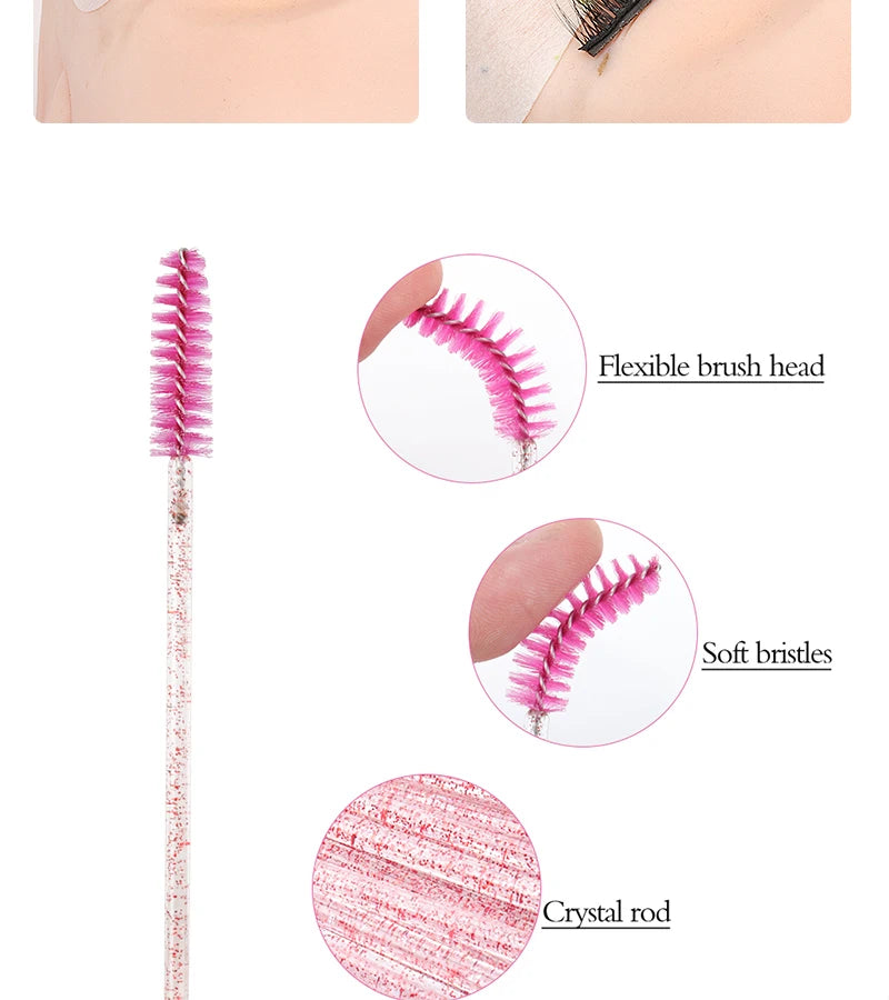 200pcs Eyelash Extension Supplies Set Disposable Lash Spoolies Brushes Eyelashes Micro Brush Mascara Wand Lipstick Applicator