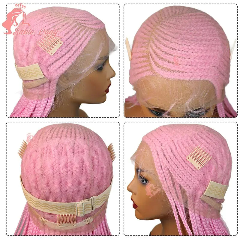Faux Locs Crochet Cornrow Braided Wig Synthetic Full Lace Knotless Box Braids Wig Side Part Lace Wig Box Braided Wig for Women