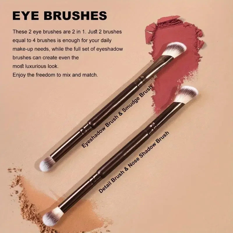 4/5/6/pcs Professional Makeup Brush Set Portable Travel Dual-Ended Multifunctional Makeup Tools Set Foundation Brush Blusher