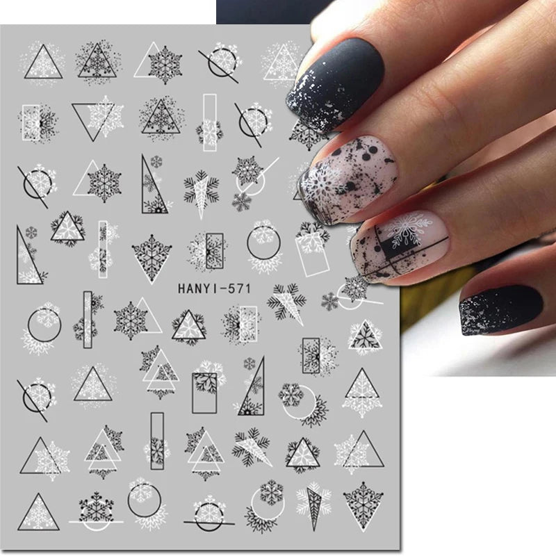 3d Nail Art Stickers Winter Christmas Trees Snow Mountains Xmas Snowflakes Decals For Nails Decoration Manicure Salon Beauty