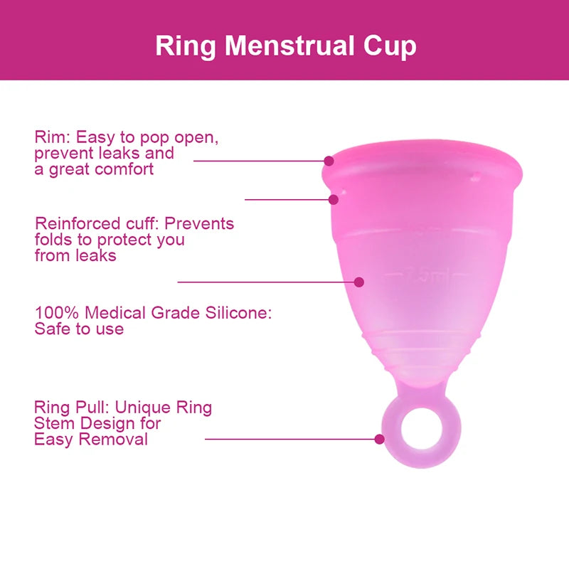 Feminy Menstrual Cup L - Medical Grade Silicone Soft Vaginal Tampon for Women Period Cup Certified Safe for Female Hygiene