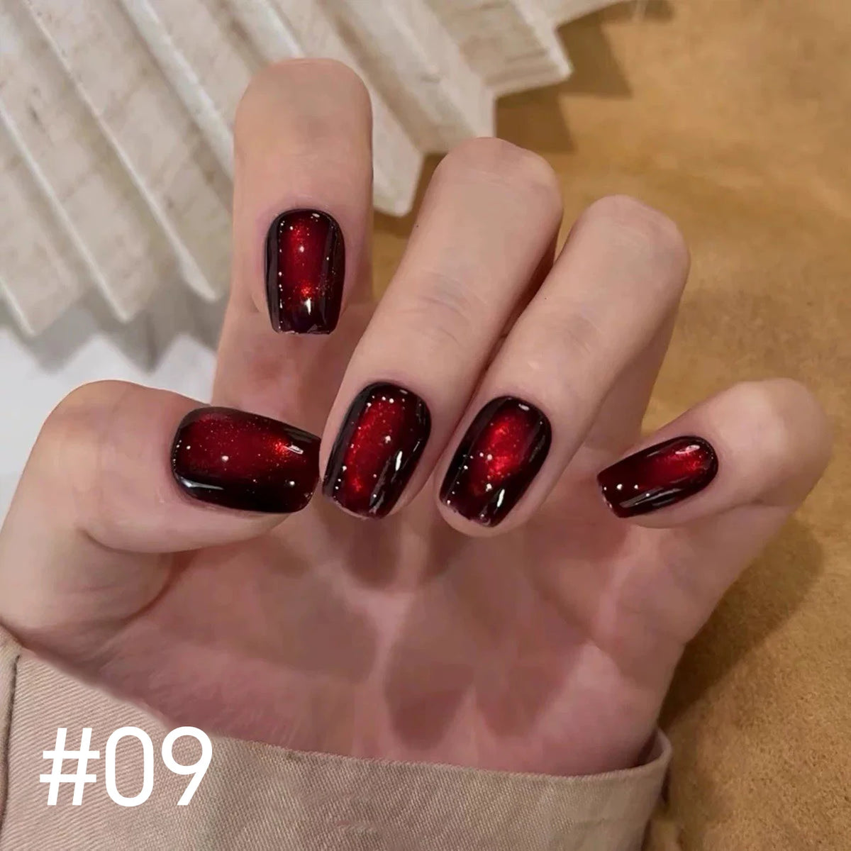 10ML 1-10pcs Christmas Red Nails Gold Black Nails Fiery 10-Color Glass Bead Cat Eye Gel Nail Polish Fine Powder Super Shimmering