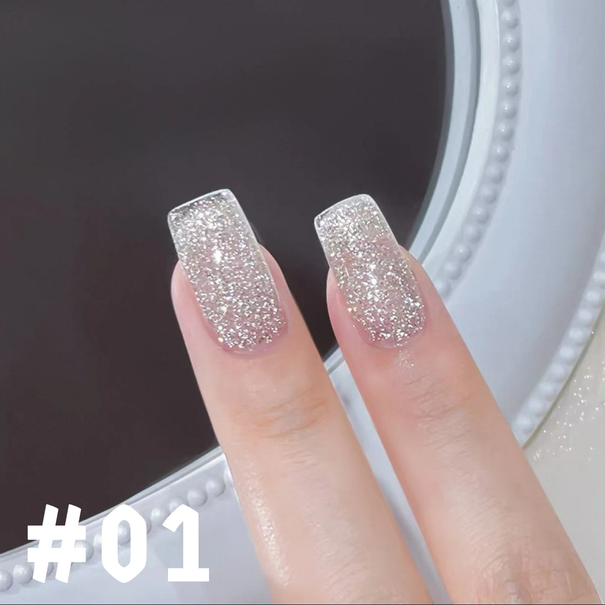 MN 1-9PCS Pink Blue White Green Color Series Gel Nail Polish With Strobe Glitter Brocade Diamond Gel Polish