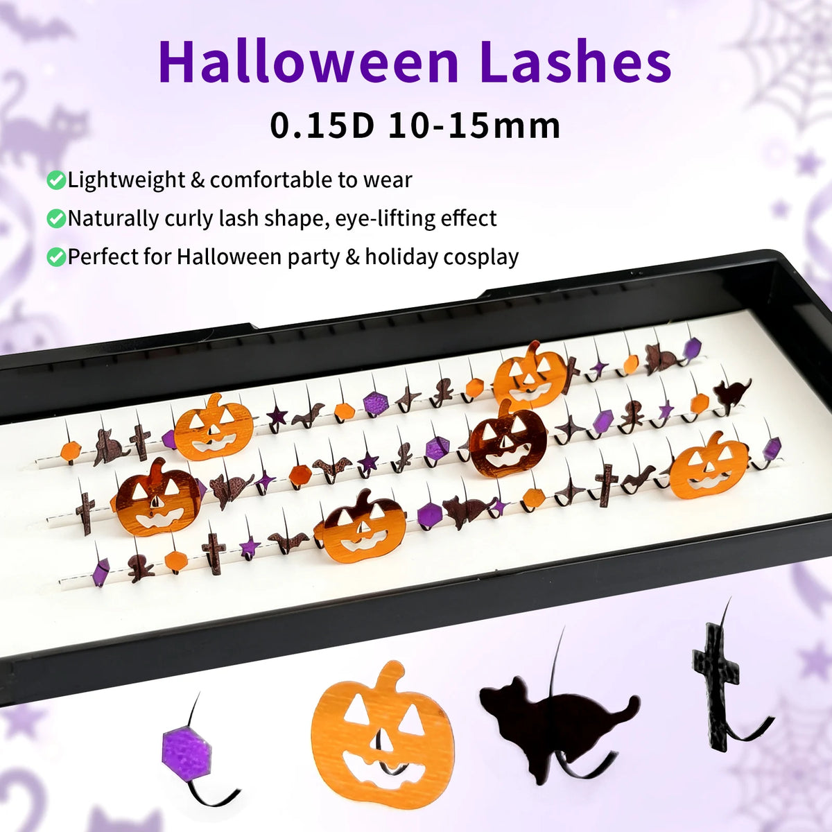 DIY Halloween Eyelash Extensions Glitter A/M Lashes DIY Halloween Christmas False Lashes 10-15mm