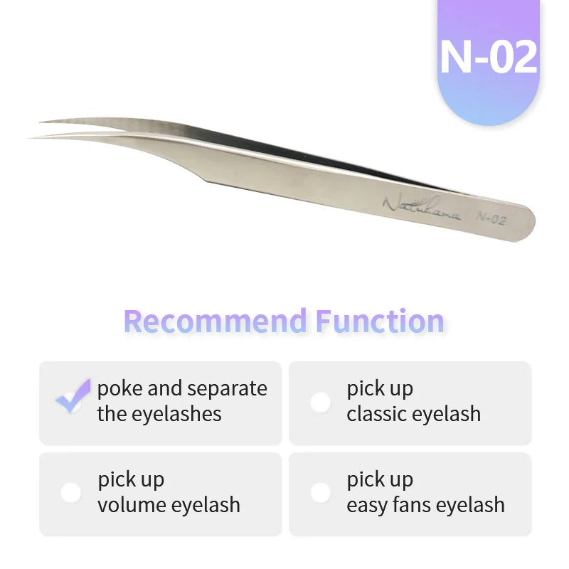 NATUHANA Eyelash Extension Tweezers Stainless Steel High Precision Stainless Steel Superhard Anti-Static Tweezers Makeup Tools
