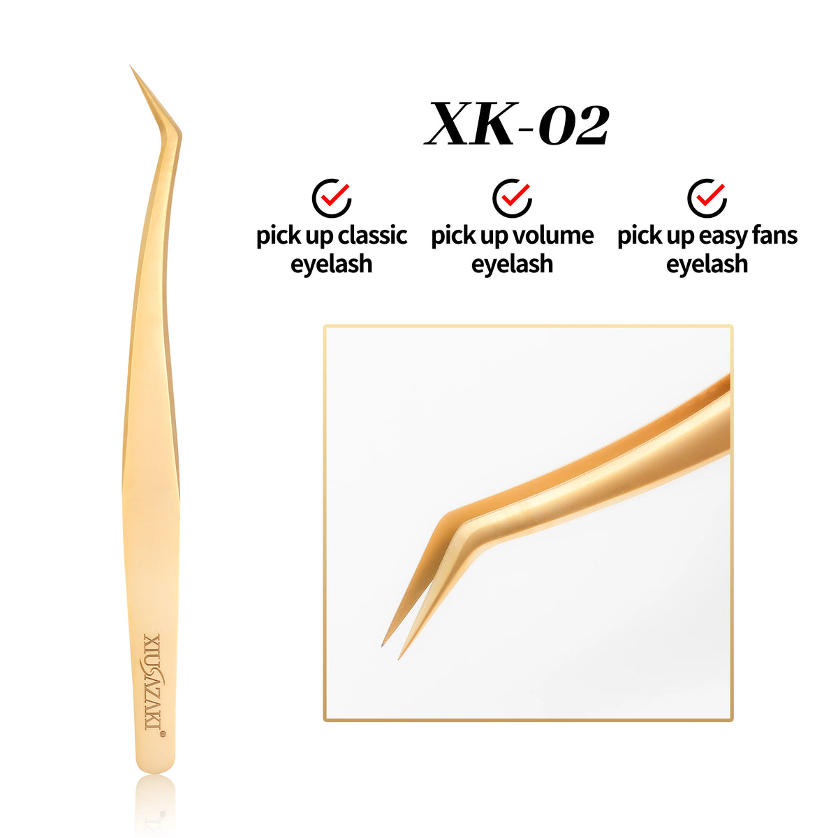 XIUSUZAKI High Precision Eyelash Extension Tweezer Fiber Tips for False Lash Extensions Stainless Steel Tweezers Makeup Tools