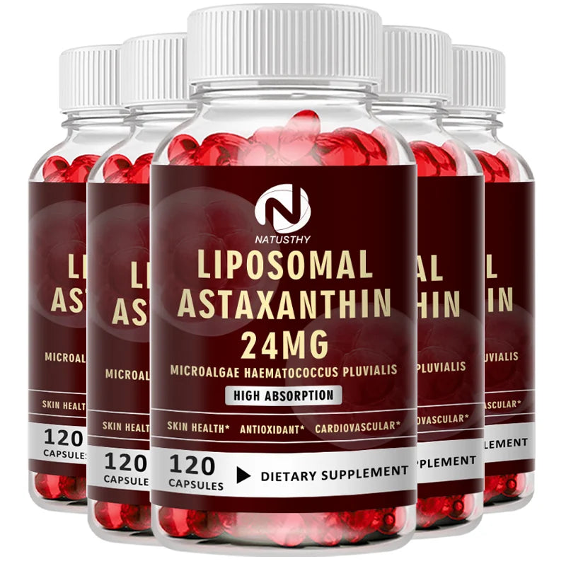 Liposomal Astaxanthin Capsules 24mg for Brain, Heart Vitality, Skin, Joint, Eye, Immune Health