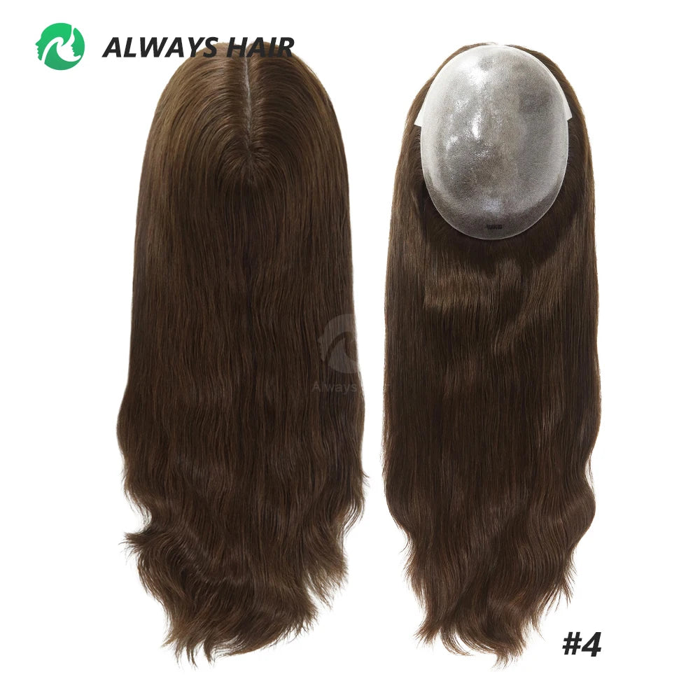 TP22- 18" Thin Skin Toupee For Women 7x9" Polyskin Brazilian Hair Human Hair Toppers
