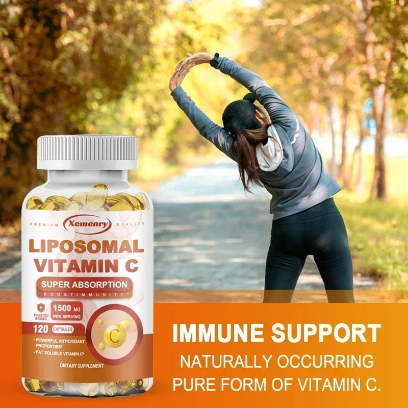 Liposomal Vitamin C Capsules - Powerful Antioxidant, Promotes Collagen Production, Skin Glow, Supports Heart, Immune Health