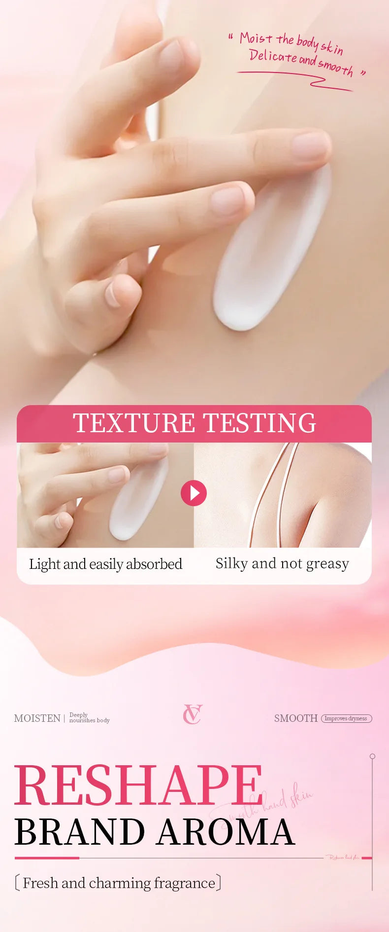 Strawberry VC Moisturizing Body Lotion Whitening Body Cream Lightening Skin Care Hand Cream Body Butter