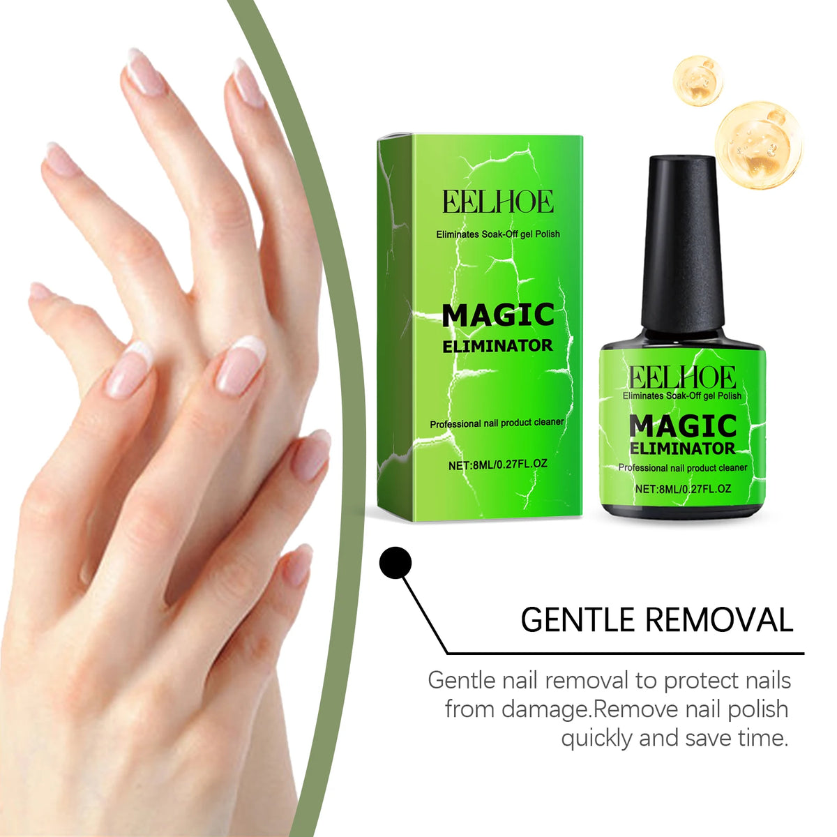 Gentle Nail Gel Remover Soak Off Solution for Acrylic Builder Gel Easy Removal Without Damaging Nails No Residue Fast Acting 8ml
