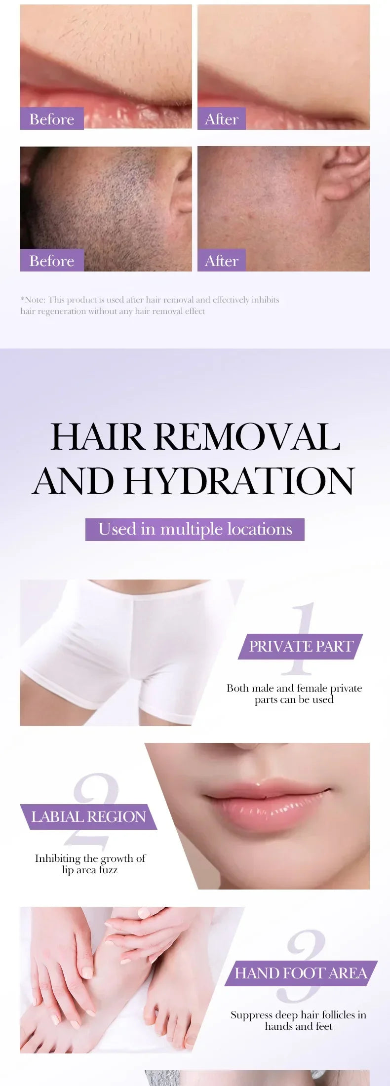 Hair Inhibition Serum Spray Painless Permanent Depilatory Cream Slow Hair Regrowth Full Body Private Parts Silky Skin Care