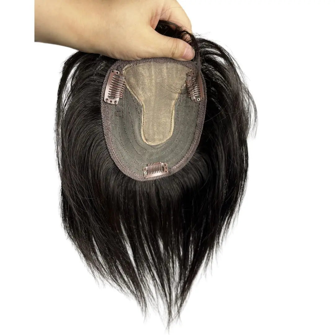 Anemone Lace Base Human Hair Toppers Brazilian Natural Hairpiece Clip In Extension For Hair Volume Non-Remy