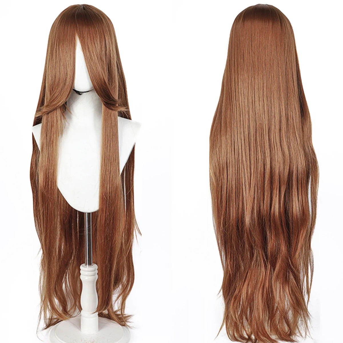 100CM Long Straight Wig With Bangs Synthetic Cosplay Wig For Women Pink Purple Cosplay Wigs For Halloween Party