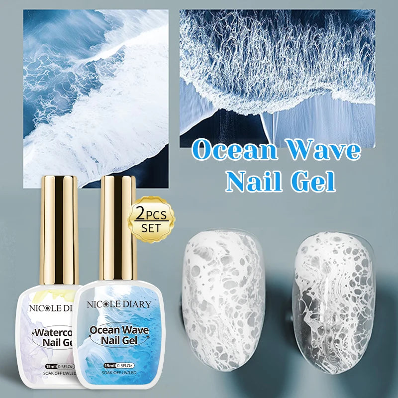NICOLE DAIRY 15ml Bubble Ocean Wave Gel White Gel Nail Polish Summer Nail Poke Varnish UV LED Soak Off Gel For Nail Art Manicure