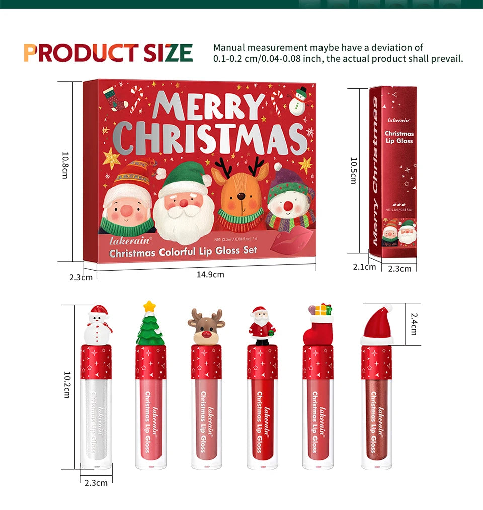 Christmas Gift 6Pcs Lip Gloss Set With Gift Bag Velvet Matte Waterproof Long Lasting Lip Tint Colorful Lip Makeup Cosmetic