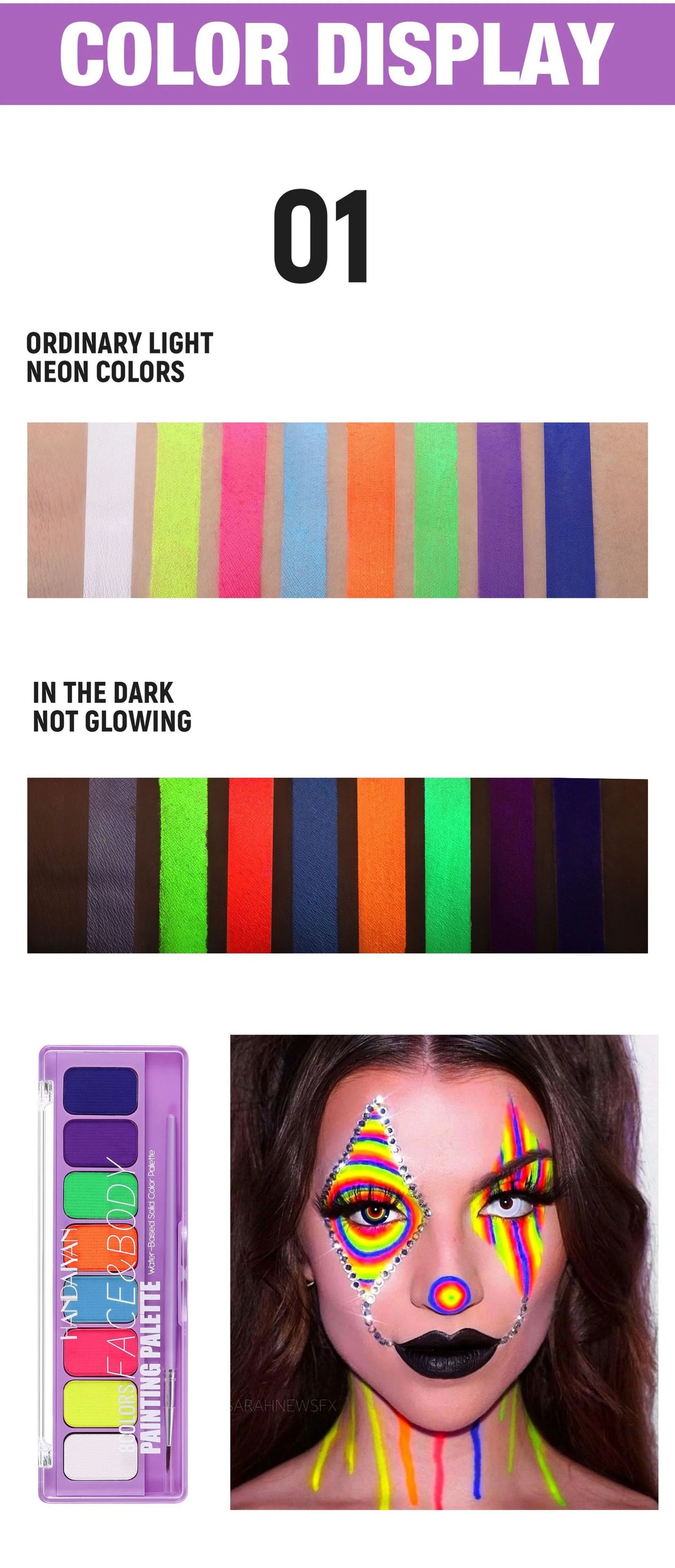 8 Colors Glow Fluorescent Neon Oil Face Body Art Paint UV Glow Oil Painting Halloween Party Fancy Dress Beauty Makeup Cosmetics