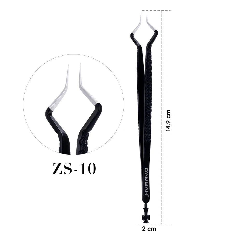 DAMMAN 3PCS Lash Tweezers Set Fiber Tip Tweezers for Eyelash Extension High Precision Eyelash Tweezers with Leather Case