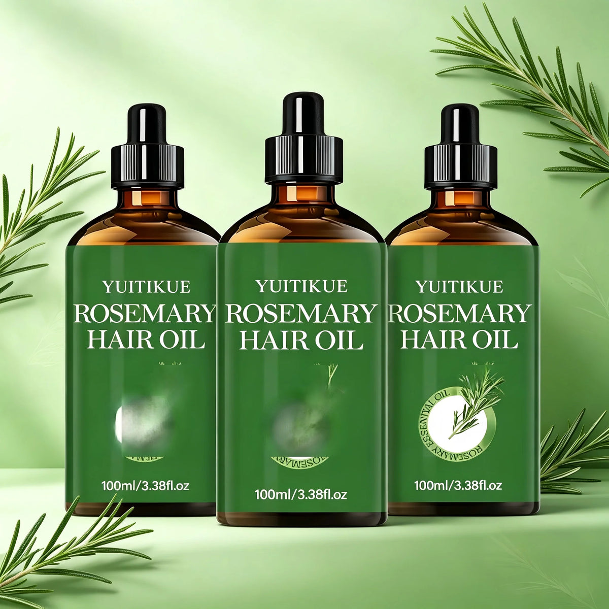 YUITIKUE 100ml Rosemary Hair Oil, Natural Nourishing Scalp Serum, Strengthening Hair, Frizz Control & Shine Boost for Daily Care