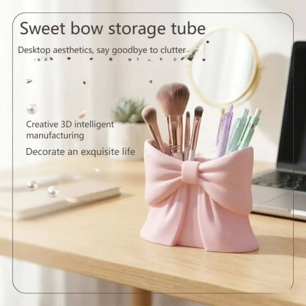 3D Printed Makeup Brush Storage Large-Capacity Space-Saving Bow Shape Pen Holder Sweet Cute Pen Organizer Cosmetic Storage
