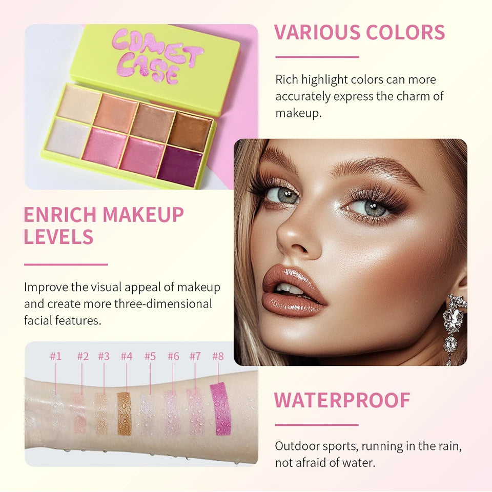 8 Shades Eyebrow Blush Palette With 3Pcs Makeup Brushes  Matte Shimmer Shadow Long Lasting Cosmetics Halloween Makeup Set