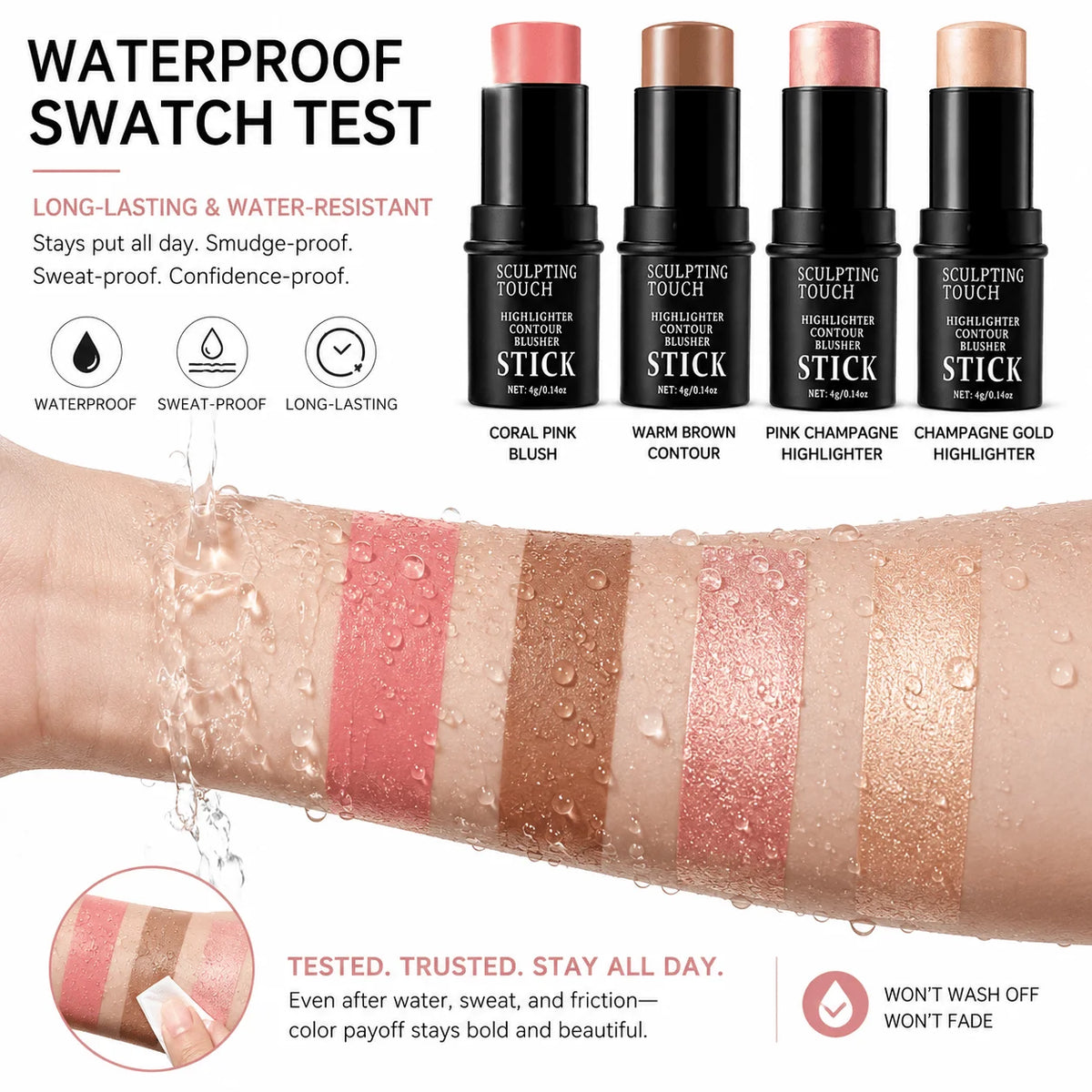 1PC Face Makeup Stick,Available in Contour,Highlighter&Blush,Natural Sculpted Glow Finish,Luxurious Cosmetics For Dairy Or Party