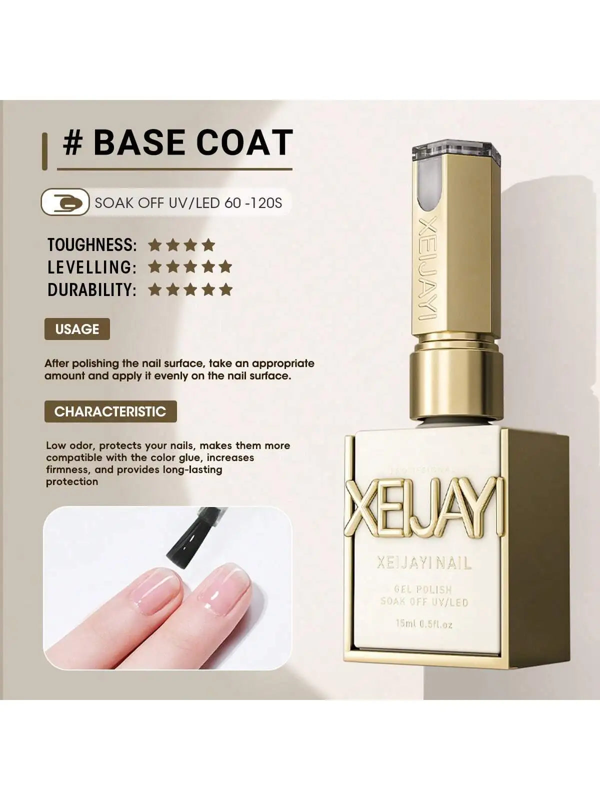 XEIJAYI 15ml 2Pcs Nail Polish New Japanese Basic Functional Gel Base Glue Glass Sealing Set Firm and Durable Nail Salon Use