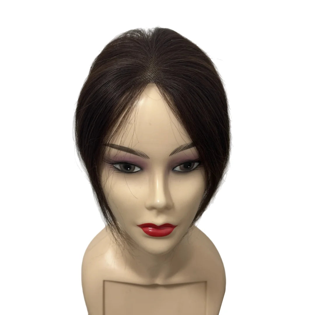 7x10cm Breathable Lace Human Hair Toppers 10 Inch Invisible Clip In Bangs for Women Natural Hairpieces Cover Thinning Hair Daily