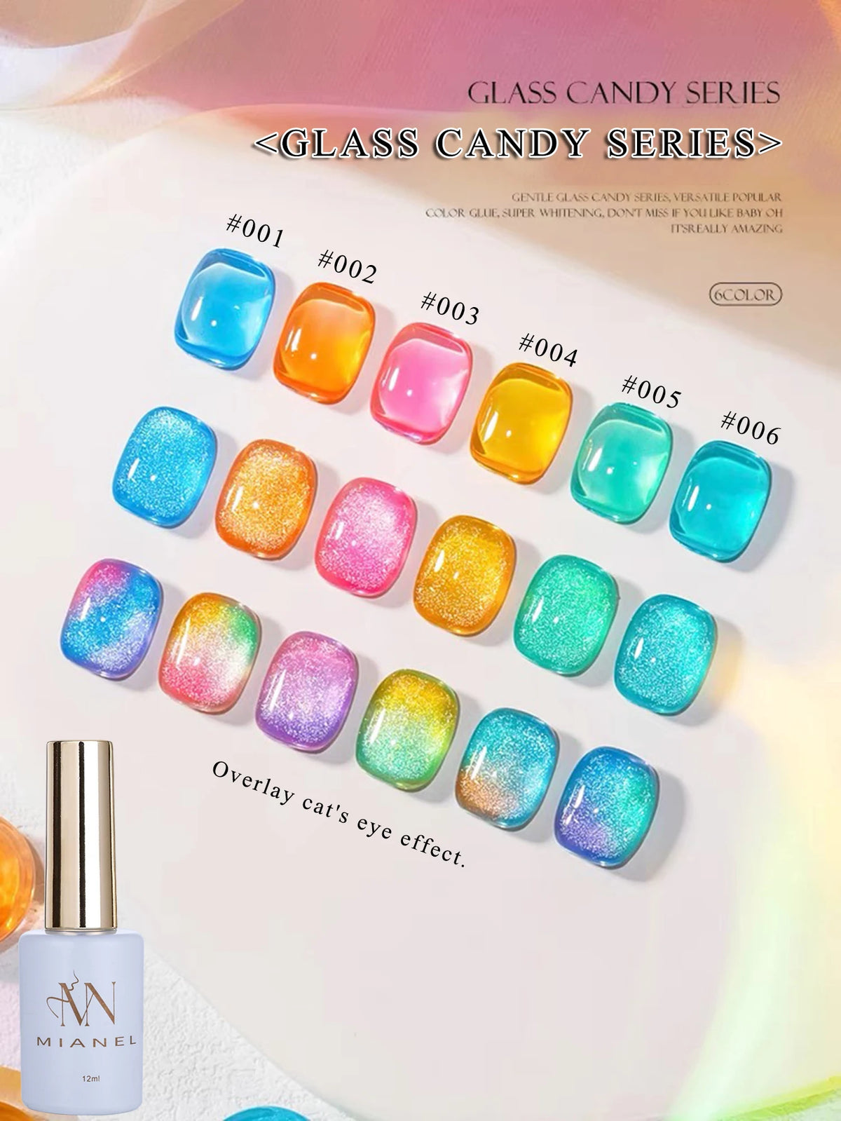 MIANEL 12ML Candy Glass Gel Nail Polish Set Ice-Clear Dopamine Spring Nails Fantasy Nail Art 1-10 Pcs
