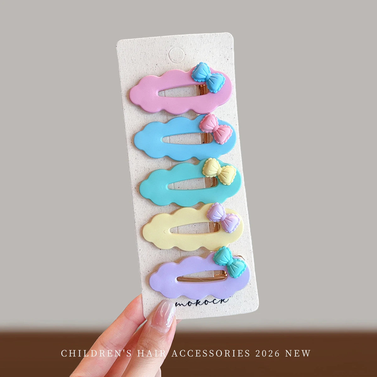 2026 New 5PCS/SET Korean Sweet Style Cute Bow Cloud Wave Hair Clips  No Hurt Hair BB Clips for Baby Girls Toddler Accessories