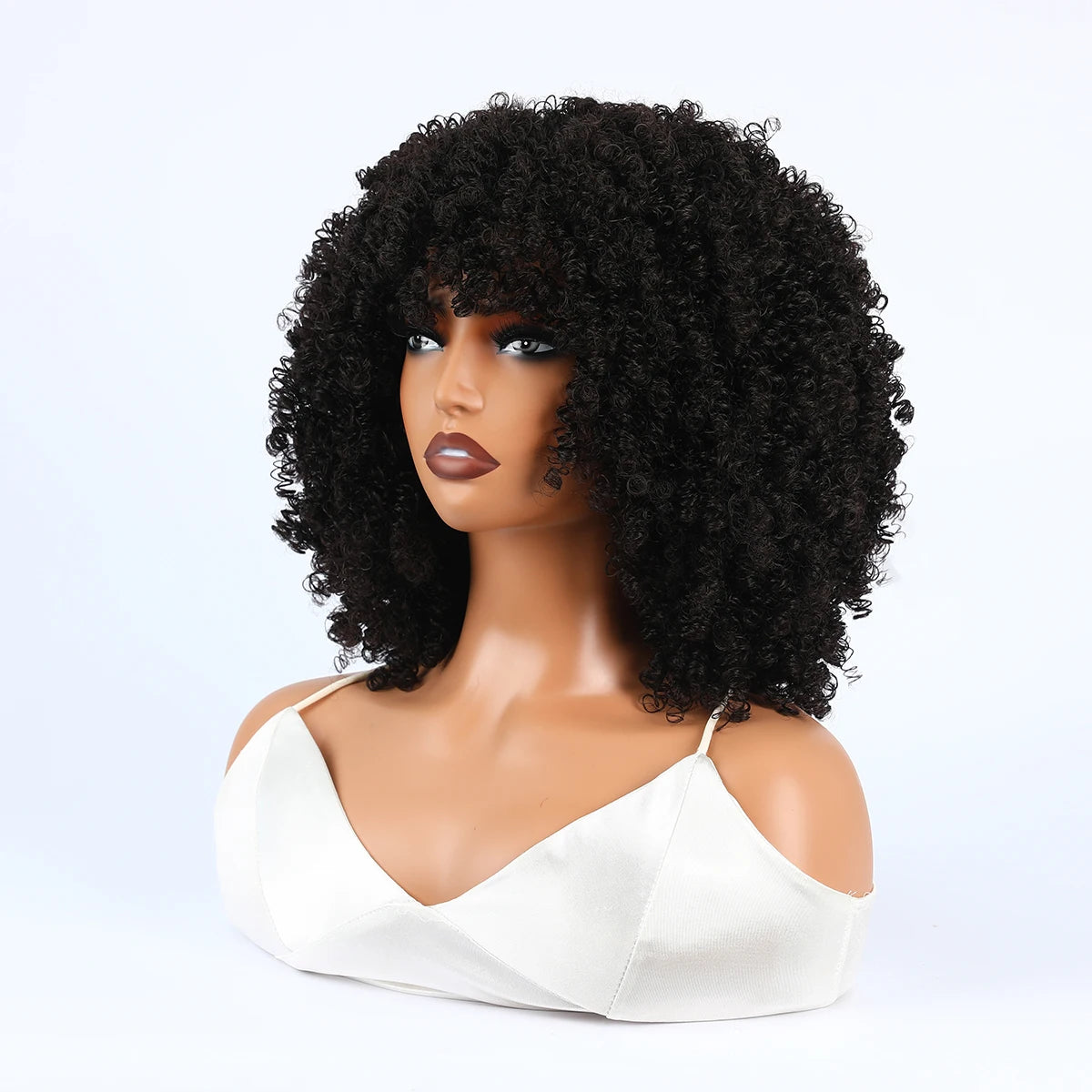Synthetic 1 Piece 16 Inch Exploded Head Curly Wig, Synthetic Fiber Wig, Comfortable and Breathable Snapback Mesh Cap