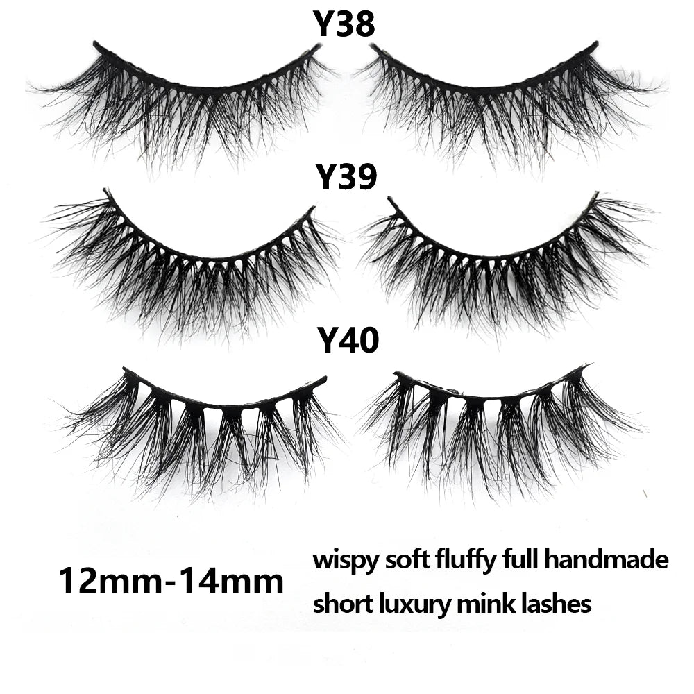 Half Lashes Short Mink Eyelashes Fluffy Soft False Eyelashes Wispy Cross Strip Eye Lashes Natural Mink Eyelash Extension Makeup