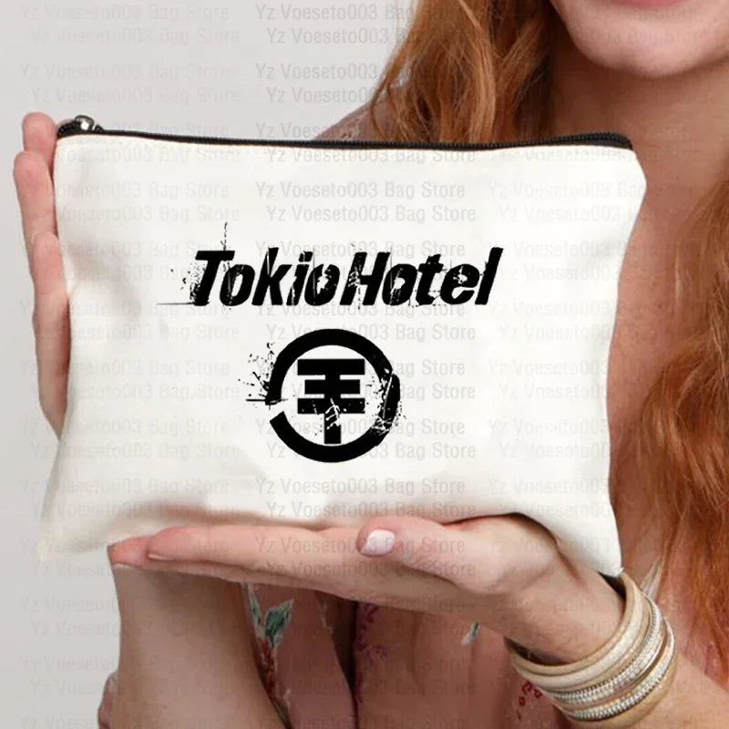 Tokio Hotel Canvas Makeup Cosmetic Party Lipstick Bags Travel Toiletry Pouch School Supplies Pencil Pouchs Teacher Gift Wash Bag