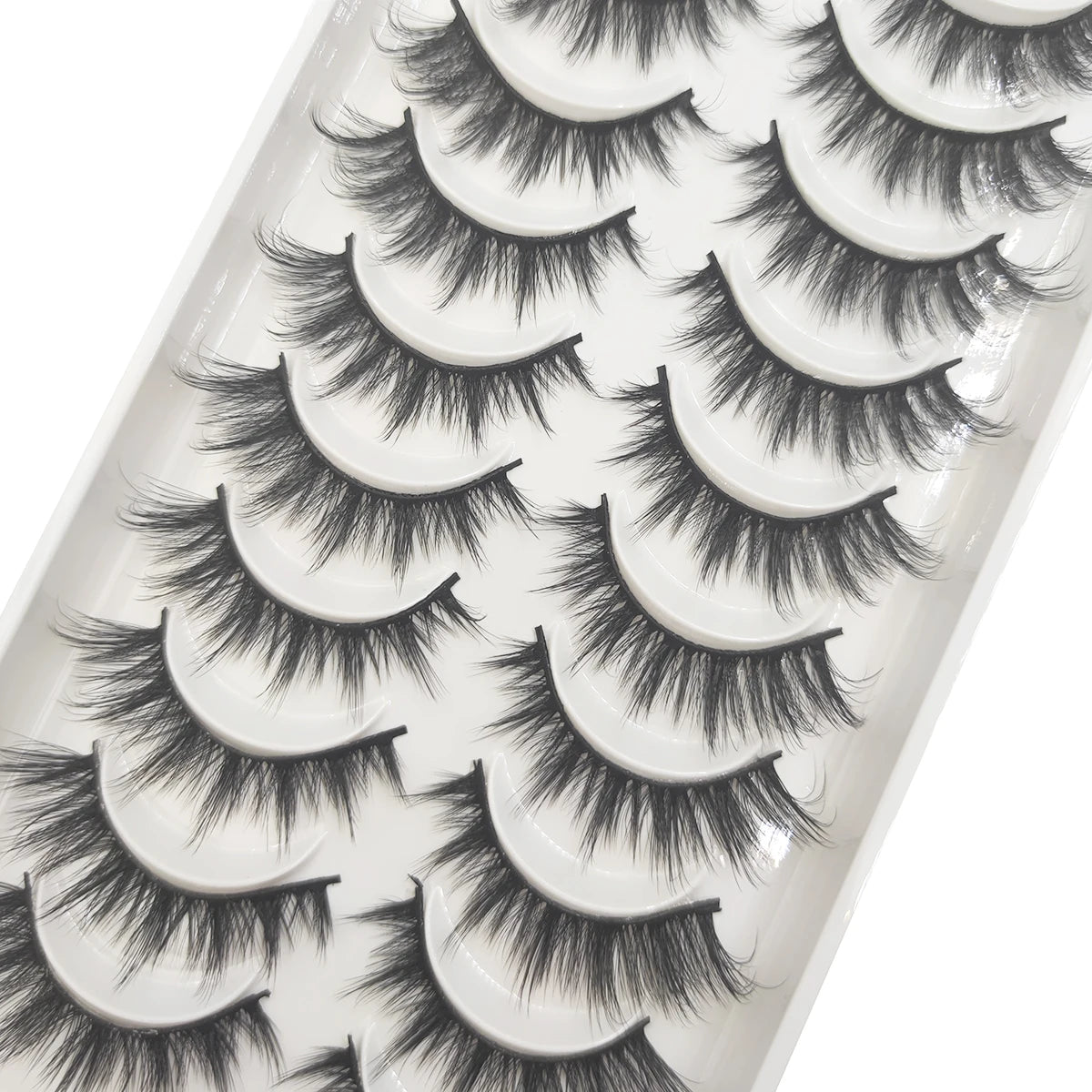 10 Pairs Natural 3d Mink Lashes Soft False Eyelashes Cross Messy Dense Eye Lashes Extension Makeup Faux Cils Cat Mini