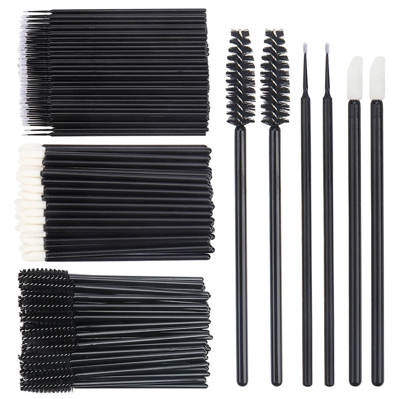 200pc Makeup Brush Set Eyelash Extension Microbush Lipstick Mascara Wands Applicator Eyebrow Comb Beauty Supplies Cosmetics Tool