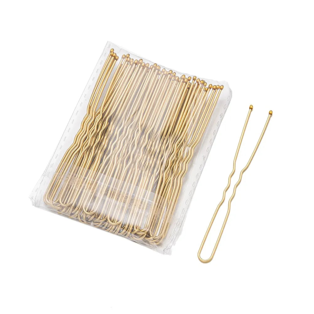 50Pcs 50/60/70mm Metal Waved  U Shaped Hair Pins Hairclip Women Girls Wedding Hairstyle Styling Tools Accessories