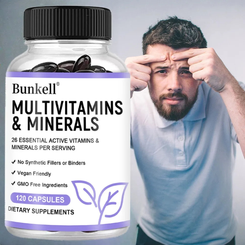 Multivitamin and Minerals - Daily Supplement, Antioxidants, Skin Repair, Liver Health Maintenance, Energy Boost, 120 Capsules
