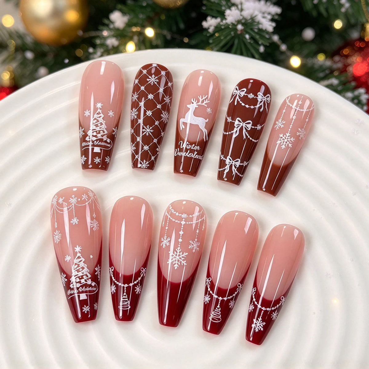 1pcs Christmas Tree Snowflake Nail Art Stamping Plate Bow Deer Dot Cat Elk Xmas Tree Winter Nail Template Manicure Tranfer Tools