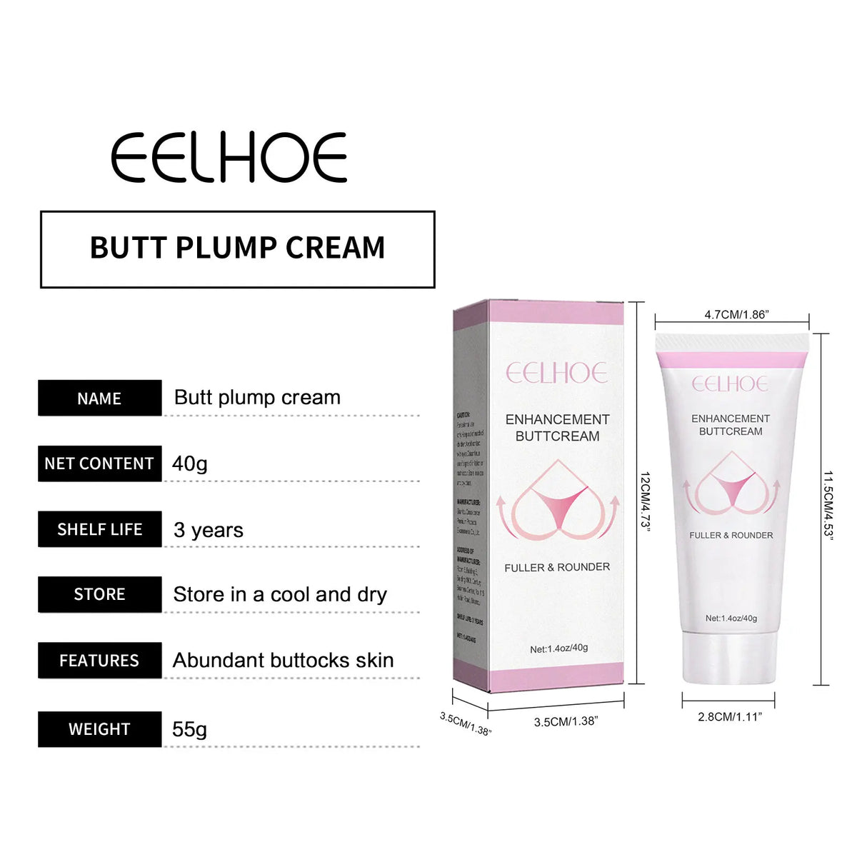 EELHOE Buttock Cream for Buttock Augmentation Firming Skin Repair Lift up Butt Enlargement Sexy Ass for Practice Care Cream 40g