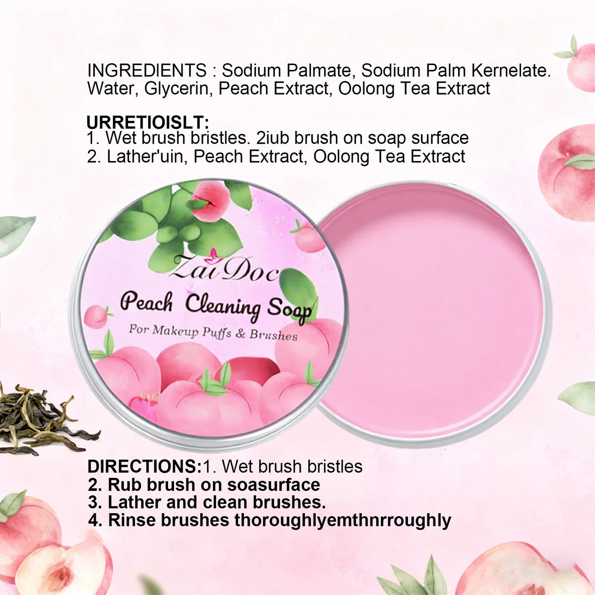 ZaiDoc Makeup Brush Cleaning Soap Blue Starry or Pink Peach Oolong with Cleaning Pad 2-in-1 Solid Brush Cleaner Mat for Beauty Blender Sponge Makeup Gentle Deep Cleaning Tool