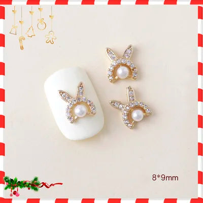 5Pcs Nail Art Jewelry Christmas Zircon Alloy Diamond Snowflake Christmas Tree Elk Bells Super Flash Luxury Nail Accessories