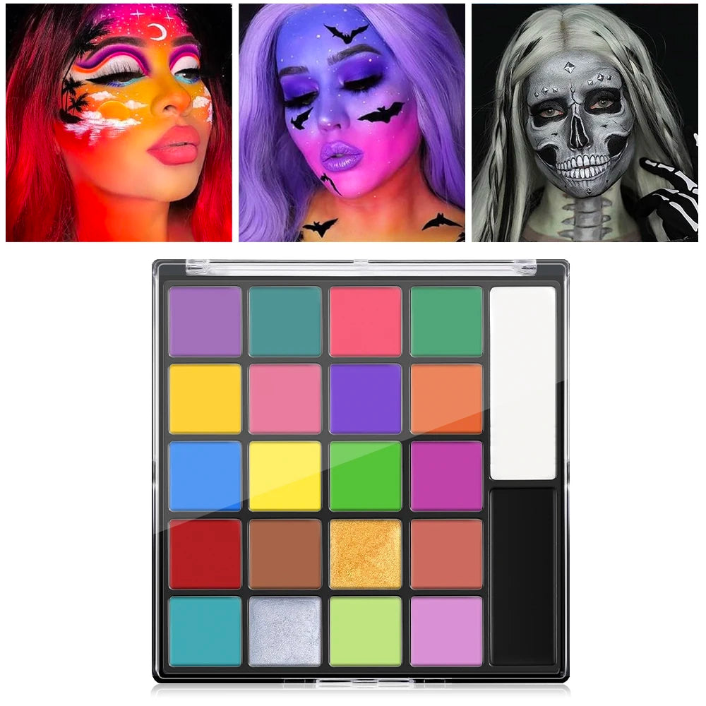 22 Color Face Body Painting Kit for Kids Adults,Face Paint Makeup Palette with Brush,Halloween Carnival Artist Cosplay Art Party