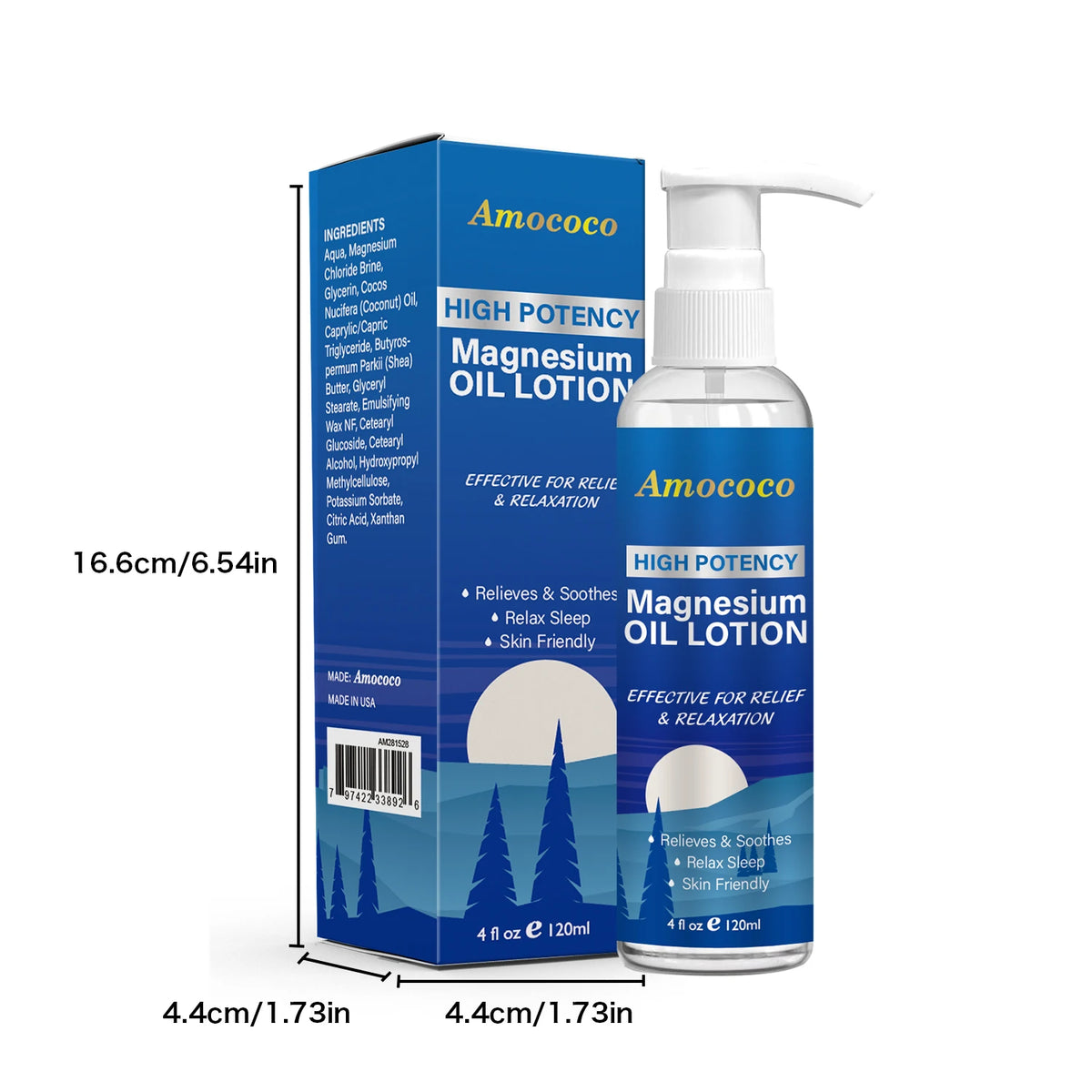 Amococo 1/3pcs Magnesium Oil Lotion Relaxing Body Butter for Sleep Muscle Relief Skin Nourishing Moisturizer with High Potency Magnesium 120ml Each
