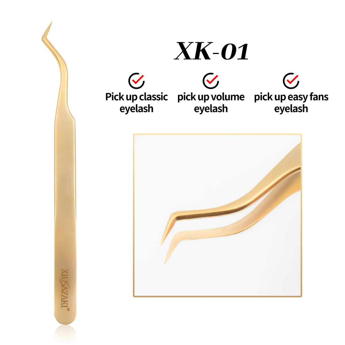 XIUSUZAKI High Precision Eyelash Extension Tweezer Fiber Tips for False Lash Extensions Stainless Steel Tweezers Makeup Tools