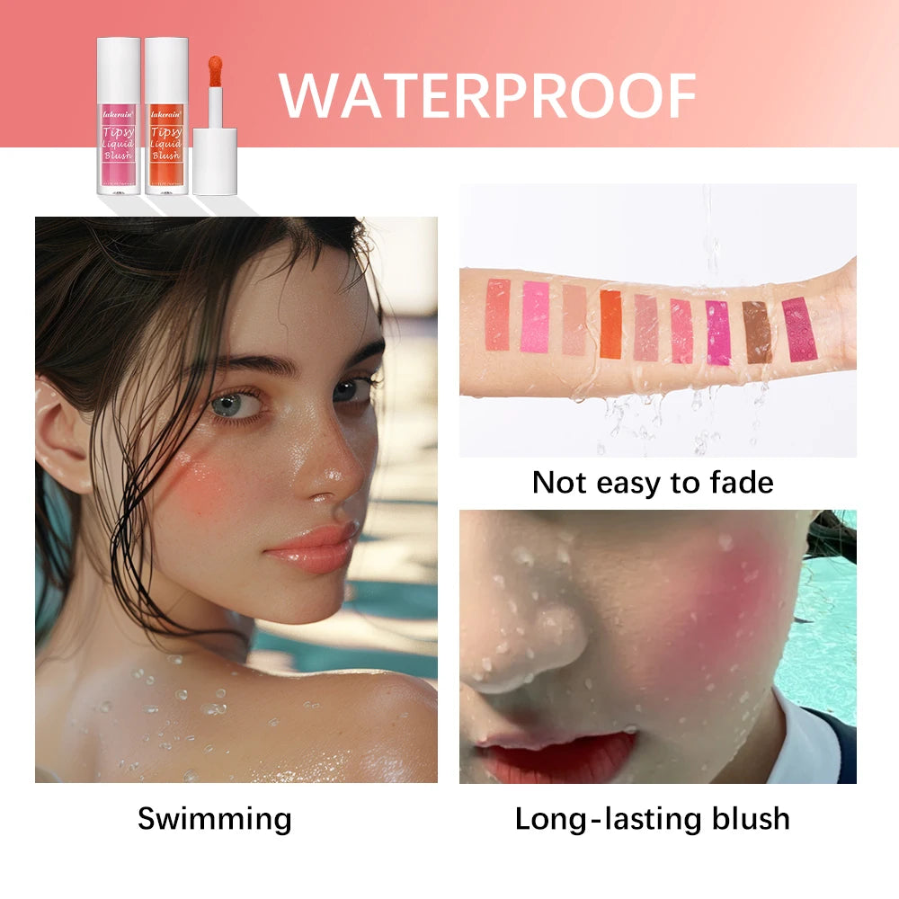 9 Shades Beauty Liquid Blush Lightweight Blendable Dewy Finish Liquid Cheek Tint Long‑Wearing Natural Flush Multi‑Use Face Blush Makeup