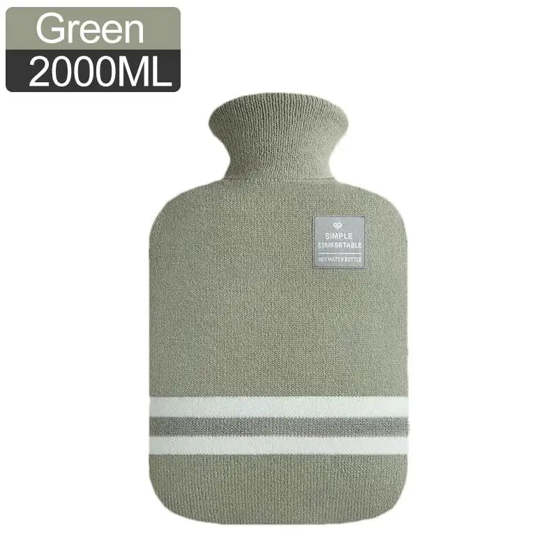 1L Or 2L Hot Water Bottle With Knitted Cover Large Capacity Hot Water Bag For Female Warm Belly Hands Inject Water Hot Water Ba