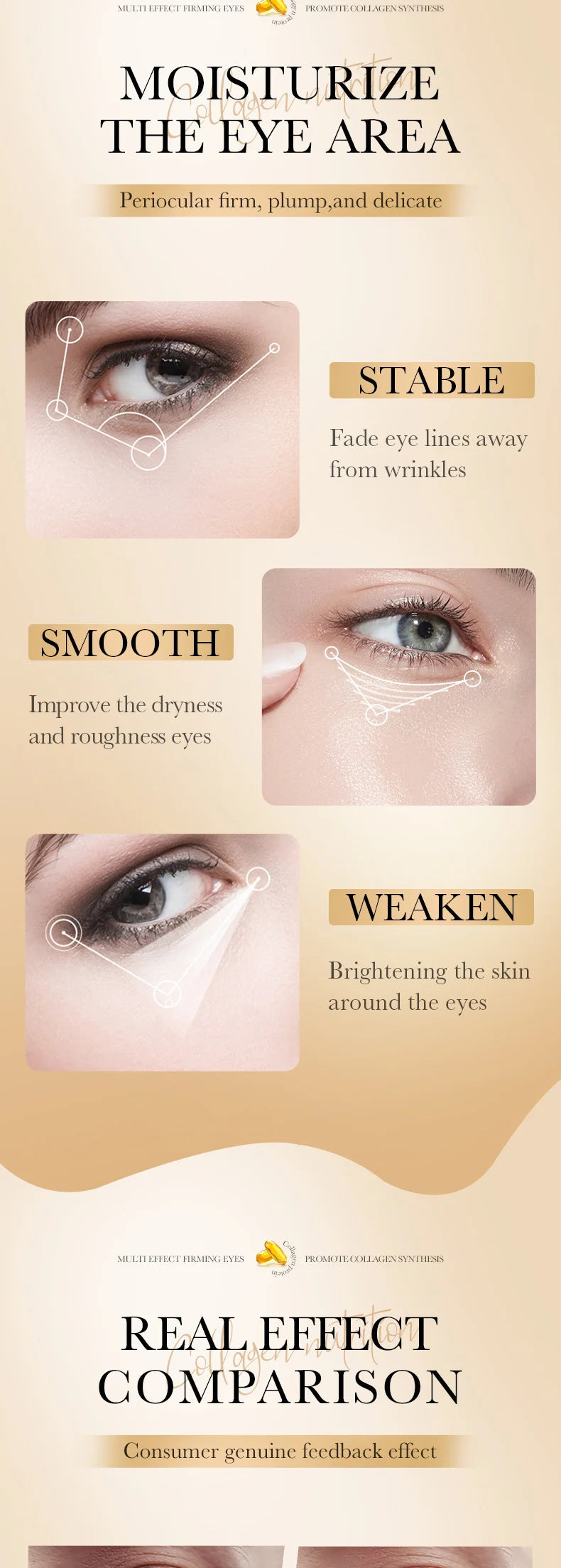 Collagen Eye Mask Firming Lifting Eye Patches Anti Dark Circles Eye Bags Fade Fine Lines Hyaluronic Acid Moisturizing Skin Care